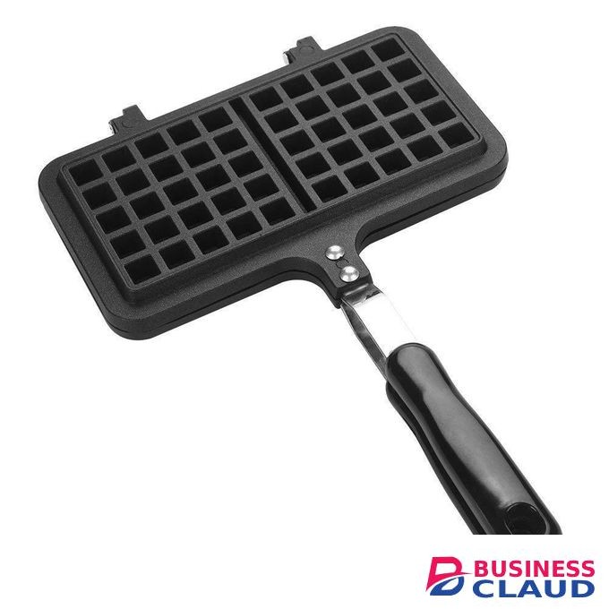 Aluminum Dual Head Waffle Baking Pan with Long Handle, Double Side Non-Stick Stovetop Waffle Maker, Press Plater Pan, Stovetop Waffle Maker Mold
