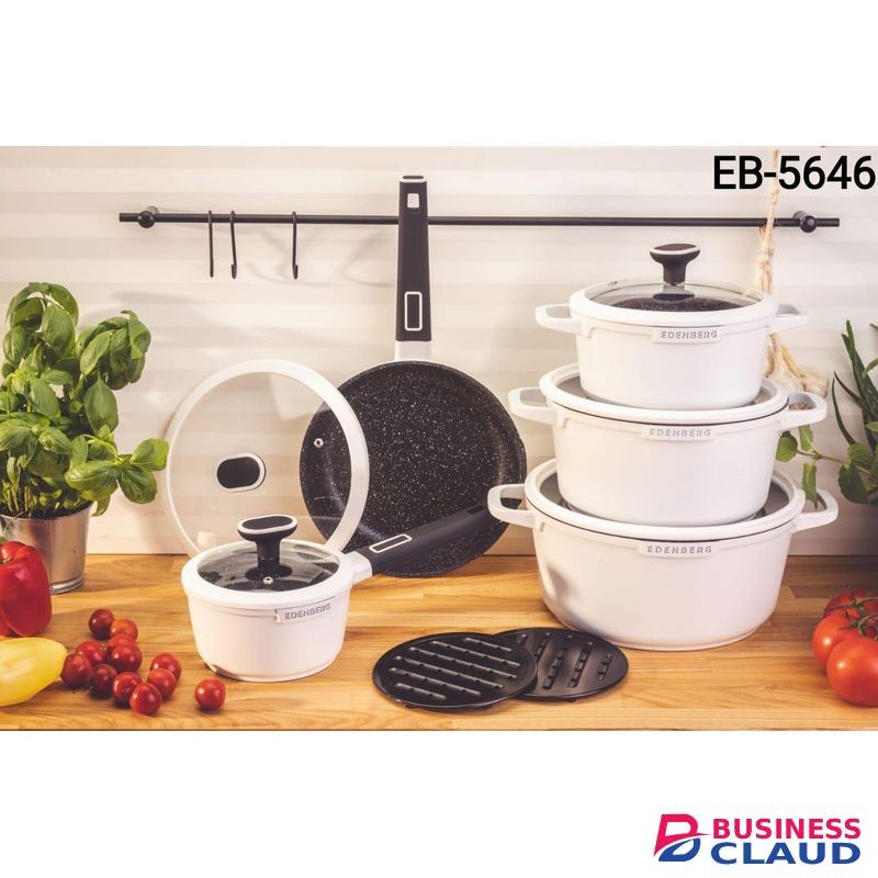 EDENBERG 12pc Cookware Set White