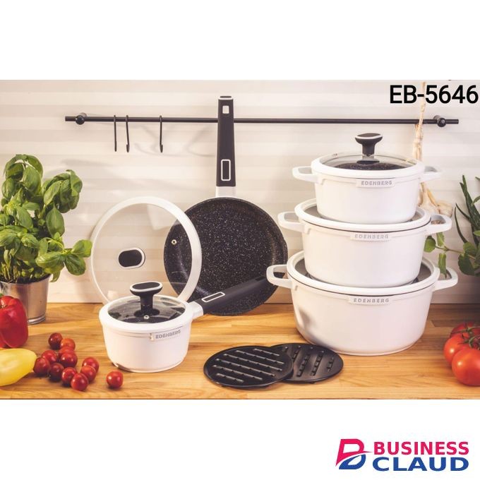 EDENBERG 12pc Cookware Set White