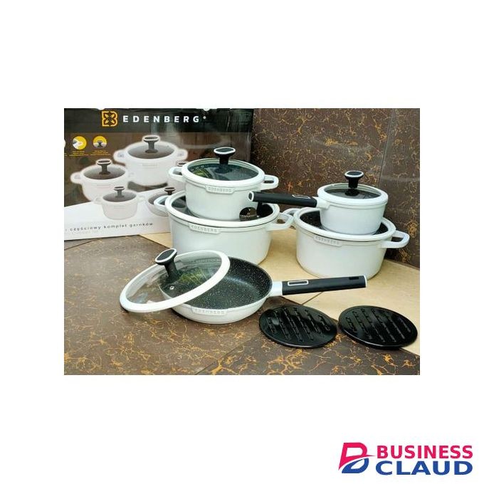 EDENBERG 12 Pcs Marble-Coated Cookware Set-White