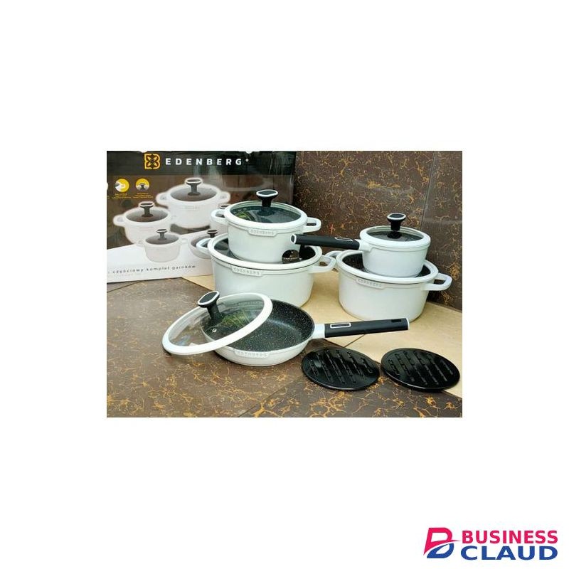 EDENBERG 12 Pcs Marble-Coated Cookware Set-White