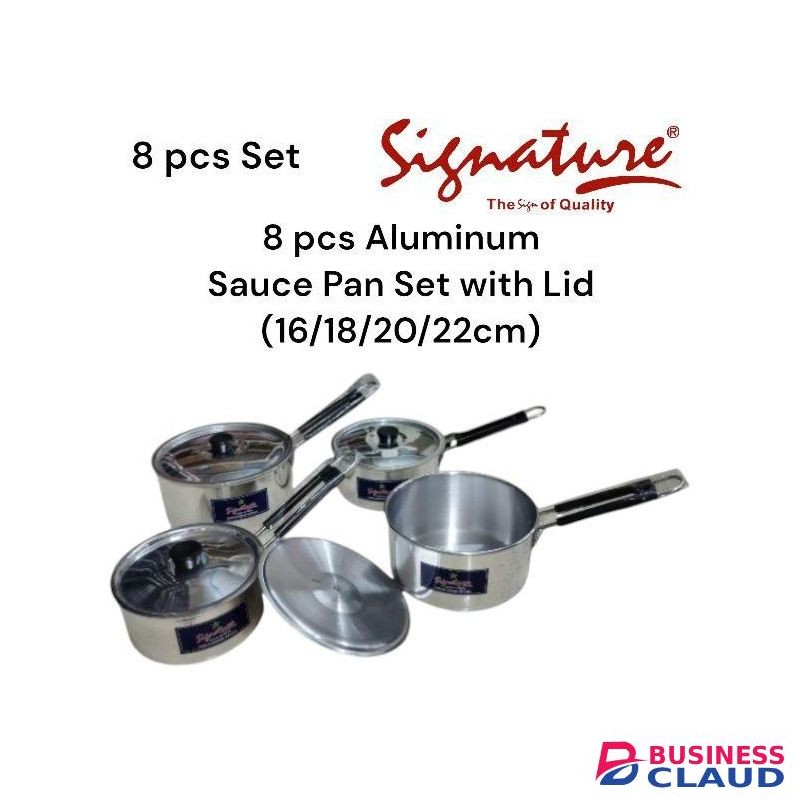 Signature 8 pcs Aluminum Sauce Pan with Lid