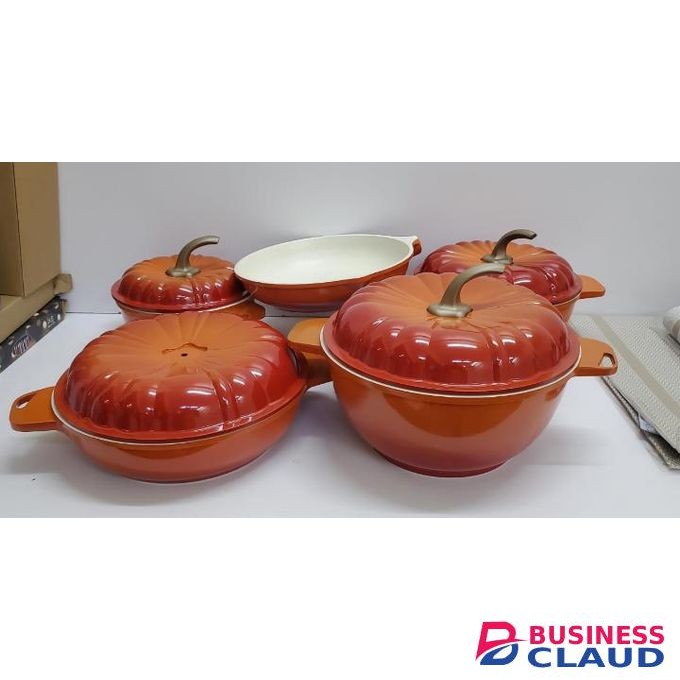 USFE “Royal Pumpkin” 9-Piece Granite Cookware Collection – Sunset Orange Luxe Edition