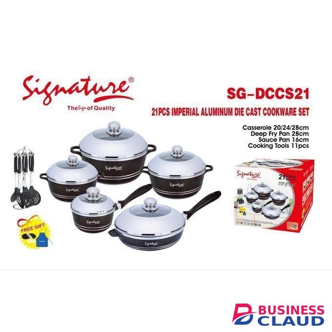 Signature 21 Pcs Non-Stick Die cast Imperial cookware set- Cooking & Serving Pots & Pans, Lids, cooking tools