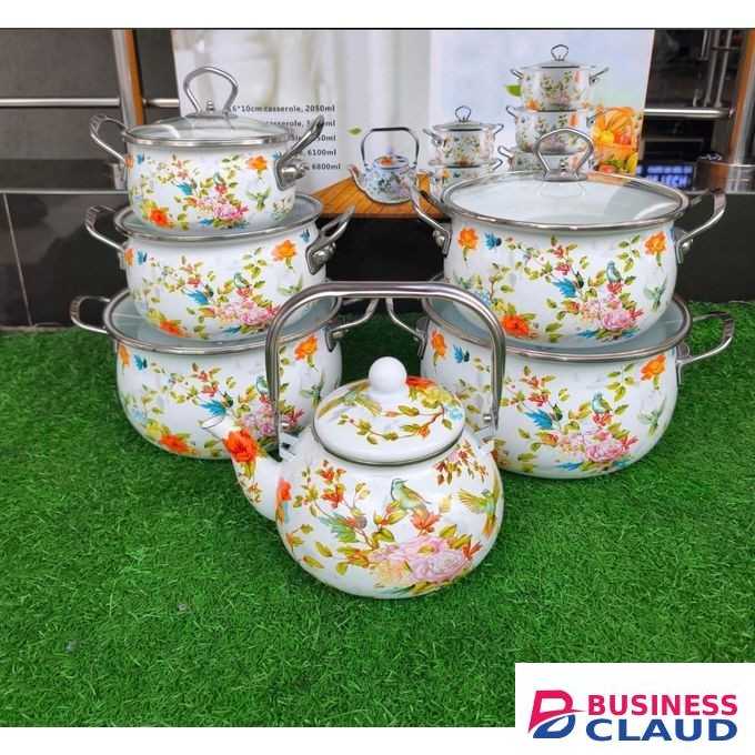 11 pc original ENAMEl cooker ware set With kettle