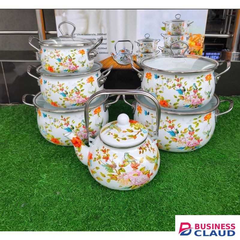 11 pc original ENAMEl cooker ware set With kettle