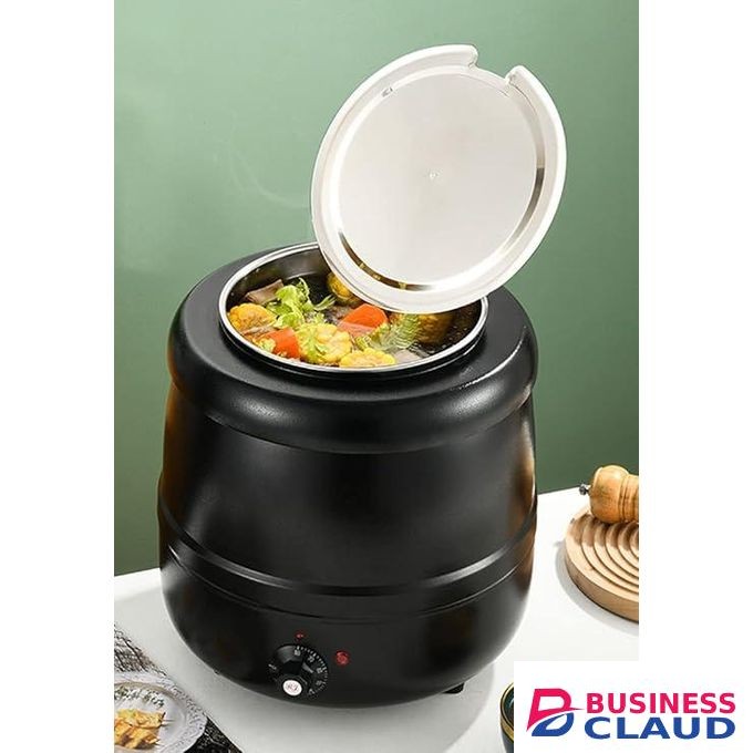 Signature Commercial Soup Warmer-Soup Kettle with Hinged Lid and Detachable Stainless Steel Insert Pot, Suitable for Family Gatherings,Parties,Restaurants and Buffets,Black