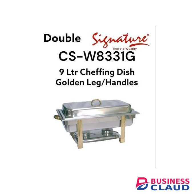Signature 9.0 Ltr Double Compartment Cheffing Dish With Gold Legs