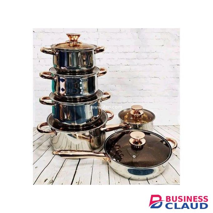 Yimeitai 12pcs Heavy Duty Cookware Set Sufurias/pots with glass lid and heat resistance handle