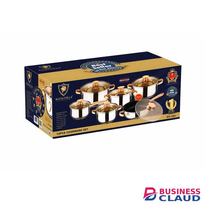 12pc Family Size Cookware Set with Glass Lids