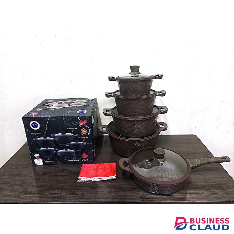 11 pc silicone KAl granite cooker ware set Colour brown