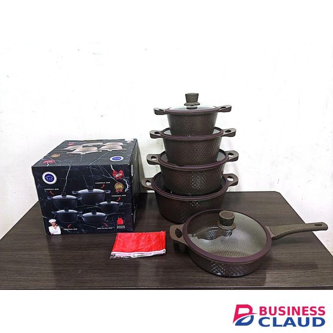 11 pc silicone KAl granite cooker ware set Colour brown
