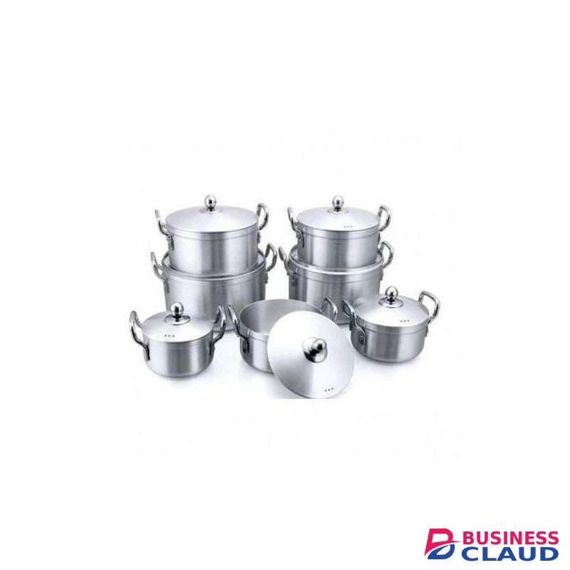 17 Pieces Heavy duty stainless Aluminium Cooking Pot Sufuria Set, lids, serving spoons