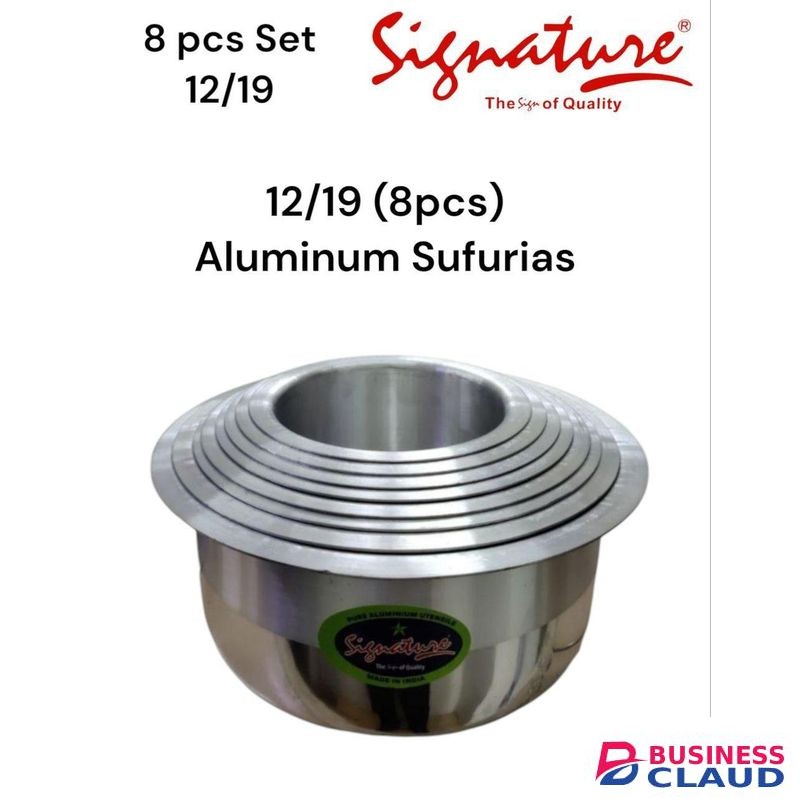 Signature 8pcs From Size 12 To 19 Premier Range Of Aluminium Cooking Pots Set Stainless Steel Sufurias