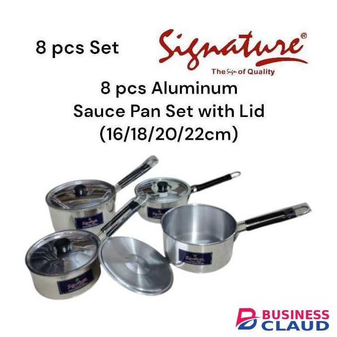 Signature 8 Pcs Aluminum Sauce Pan With Lid (16/18/20/22cm)