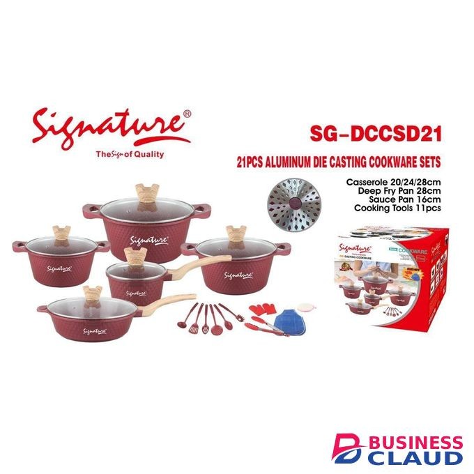 Signature 21Pcs Granite Non-Stick Cooking Pot Sufuria & Cookware Set with a pan and cooking tools