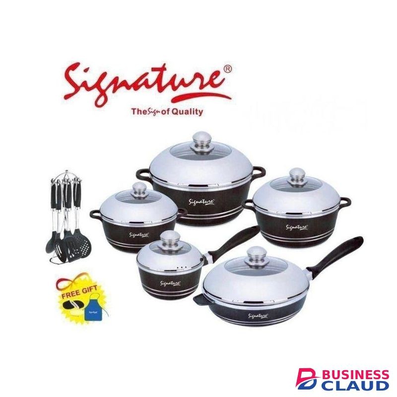 Signature 21 Pieces Quality Heavy duty Imperial non stick Cooking Pot Sufuria & Cookware Set with cooking Tools