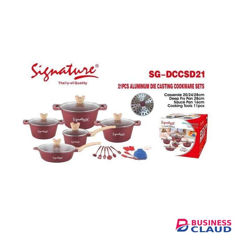 Signature 21 Pieces High Quality Heavy Die Cast Non-Stick Cooking Pot Sufurias & Cookware Set/cooking Tools