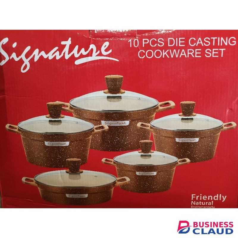 Signature 10 Pcs Set Granite Die-casting Nonstick Cookware Sufurias.