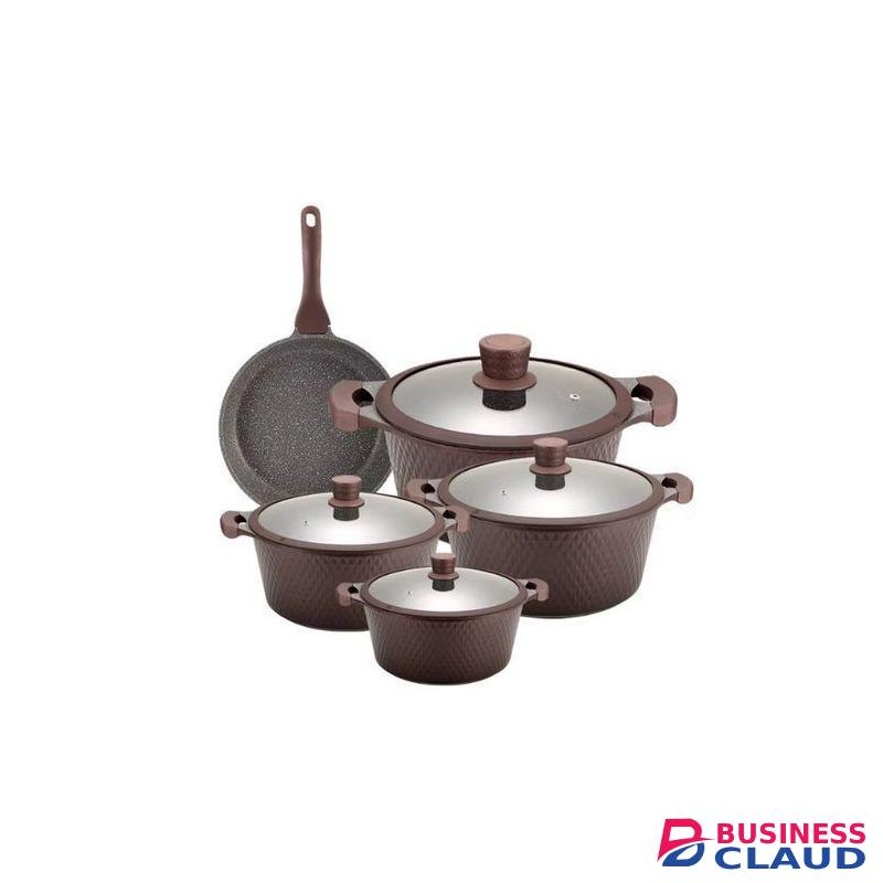 TC Premium Brown 10-Piece Granite Non-Stick Cookware Set – Elegant, Durable, And Effortless Cooking For Every Kitchen.