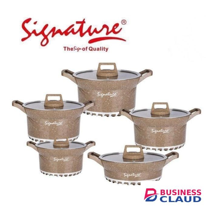 Signature 10 PCS quality Heavy Non-Stick Die cast Cooking Pot Sufuria & Cookware Set with lids