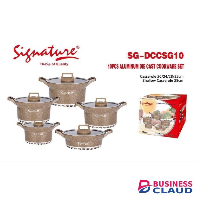 Signature 10 PCS quality Heavy Non-Stick Die cast Cooking Pot Sufuria & Cookware Set with lids