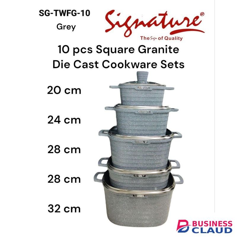 Signature 10 PCS Heavy duty Nonstick Granite Die Cast Cookware Sets, Kitchen Cooking Sufuria set
