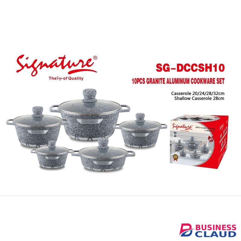 Signature HEAVYDUTY 10 Pieces Granite Heavy Gauge Cooking Pot