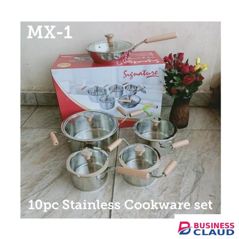Signature High Quality Induction Base Cookware Set With Lids And Heat Resistant Handles
