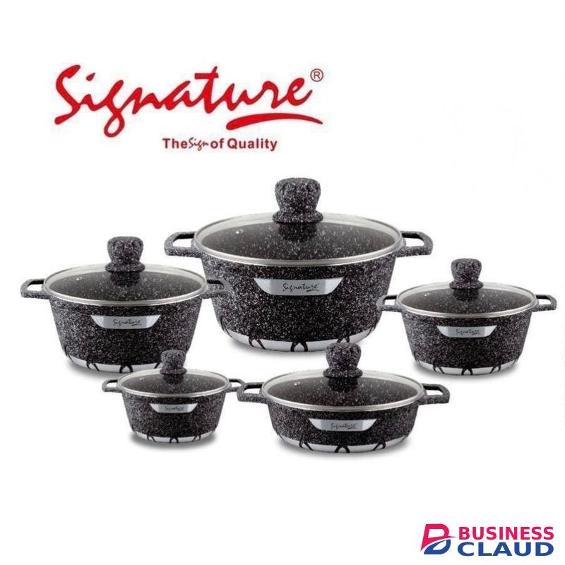 Signature 10 pieces Quality Granite Nonstick, Heavy Duty, Cooking Pots with Lids