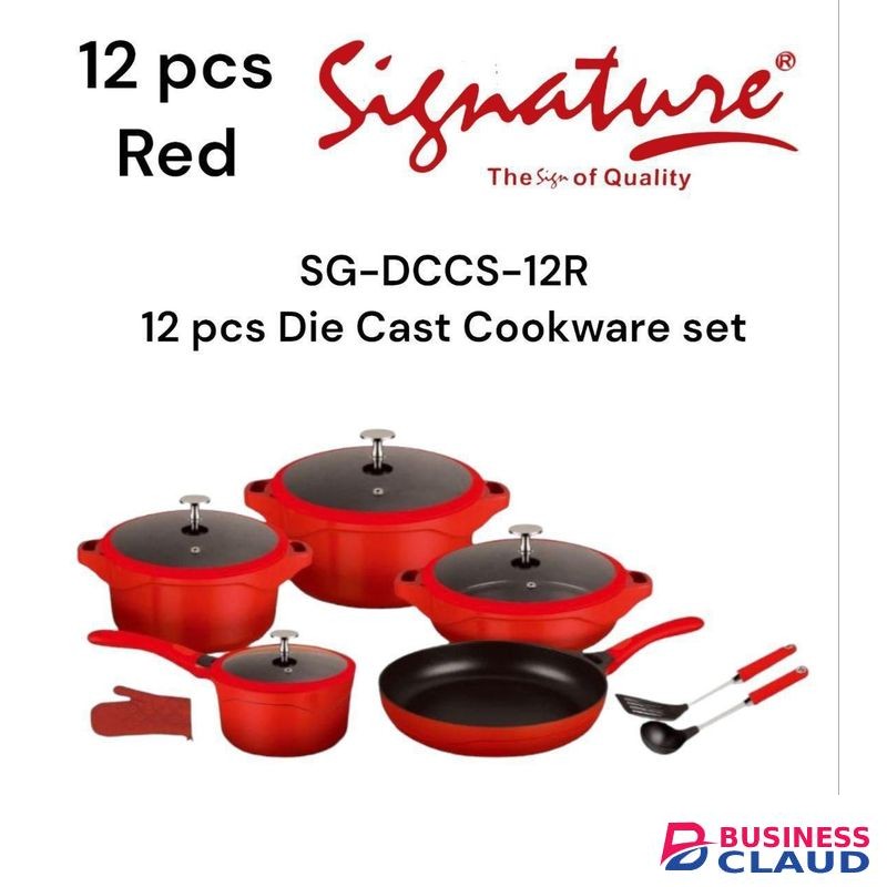Signature 12 pieces quality Cooking Pots Heavy Die CAST Non Stick Cookware Set Sufurias with cooking tools