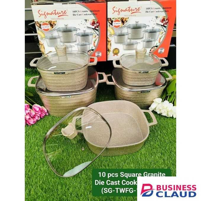 Signature Cookware set 10 Pieces Heavy Die Cast Non Stick Cooking Sufurias with Glass lids