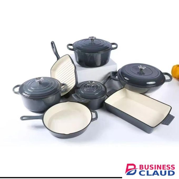 11-Piece Enameled Cast Iron Cookware Set – Black