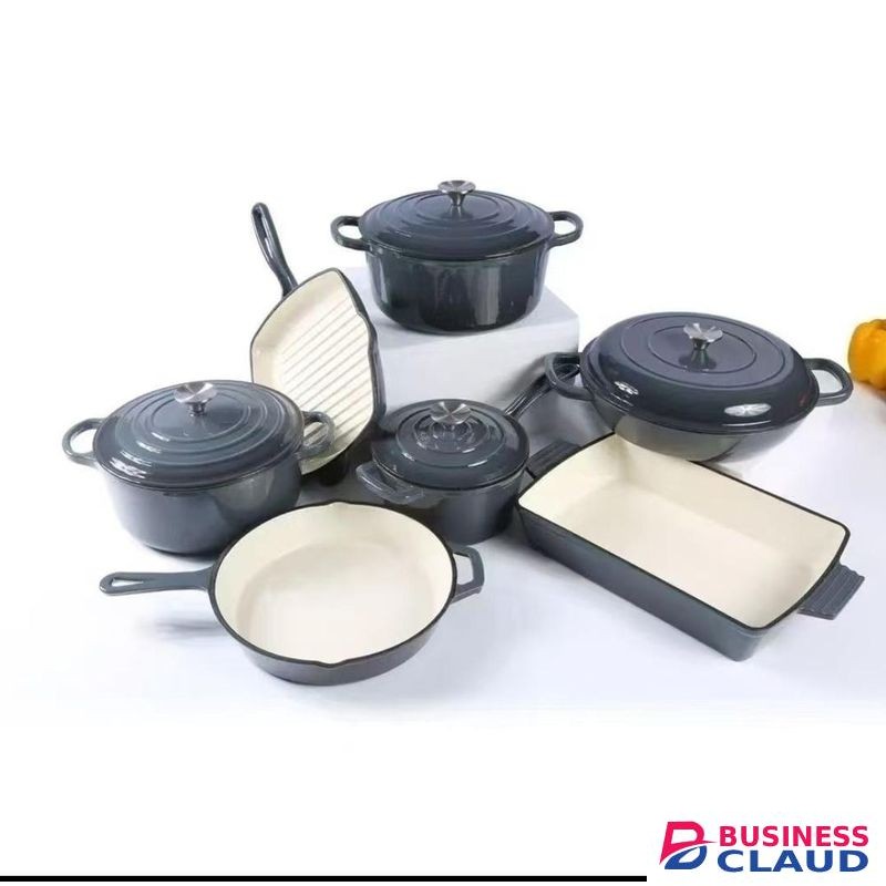 11-Piece Enameled Cast Iron Cookware Set – Black