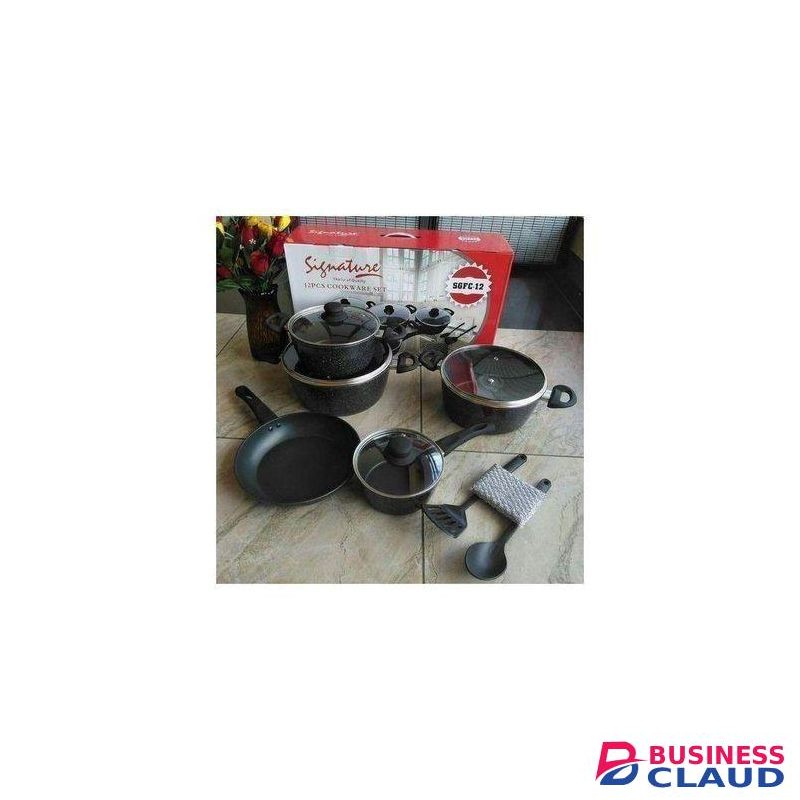 Signature 12 piece set Heavy Duty Non Stick Cooking Sufuria /pots with a pan and glass lids