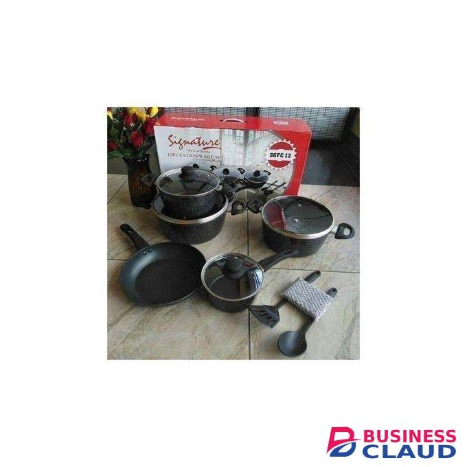 Signature 12 piece set Heavy Duty Non Stick Cooking Sufuria /pots with a pan and glass lids