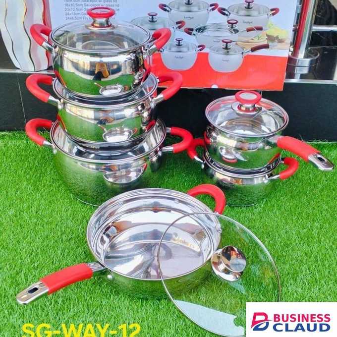 Signature 12 Pieces Induction Base Stainless Steel Cookware set with Glass Lids - Premium Quality ST-12