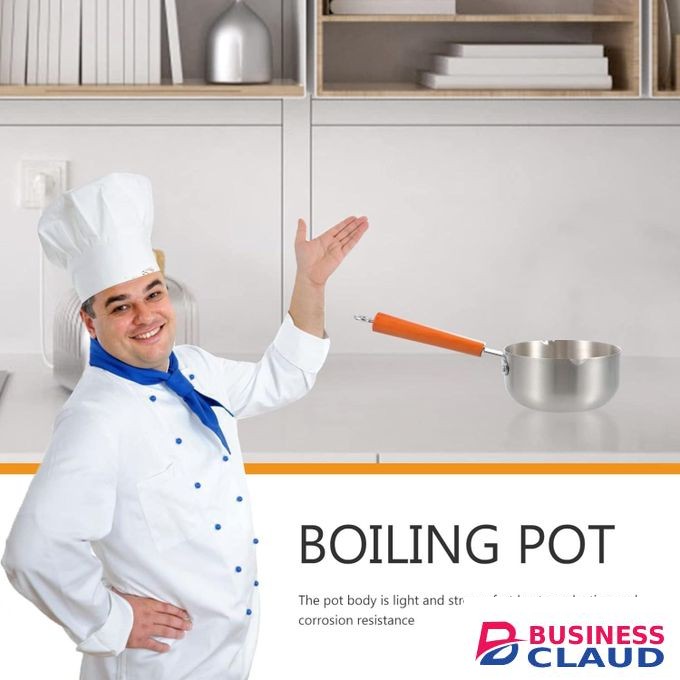 *2L Stainless Steel Non- Stick Calibrated Japanese Pan Noodle Pot, Spaghetti Pot, Milk Pot Stainless Steel Tea Pot/sufuria Saucepan Wooden Handle Soup Pot Tableware Pan Kitchen Cooking Tools 28cm Diameter