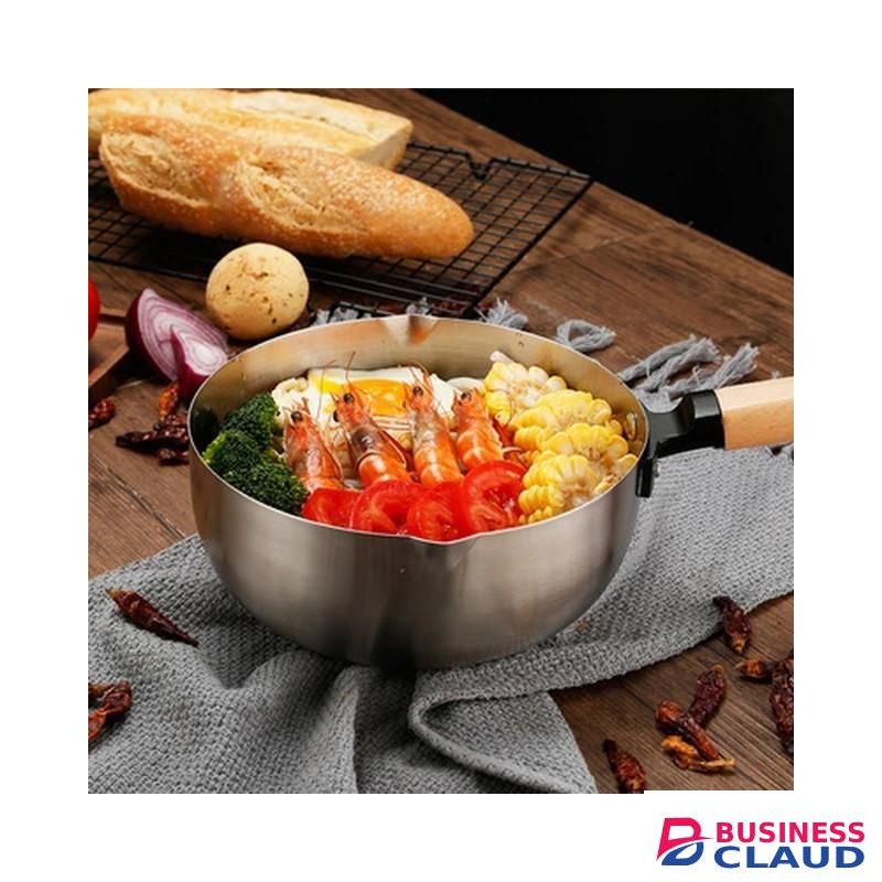 *2L Stainless Steel Non- Stick Calibrated Japanese Pan Noodle Pot, Spaghetti Pot, Milk Pot Stainless Steel Tea Pot/sufuria Saucepan Wooden Handle Soup Pot Tableware Pan Kitchen Cooking Tools 28cm Diameter
