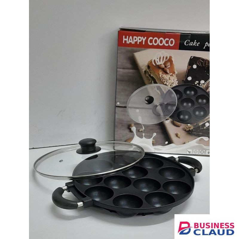 12-Holes Non-Stick Round Vitumbua, Scones, Waffles & Cookies Maker Pan with Thickened Base and Heat-Resistant Handle for Even Cooking and Easy Release