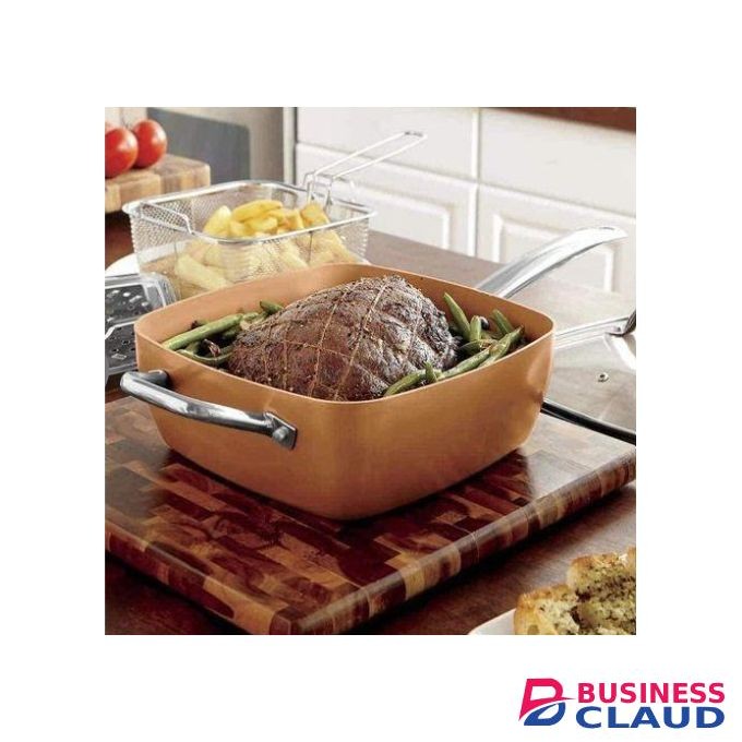 Share this product COPPER PAN Non Stick,Deep Square,Fry Basket,Steamer,OvenSafe