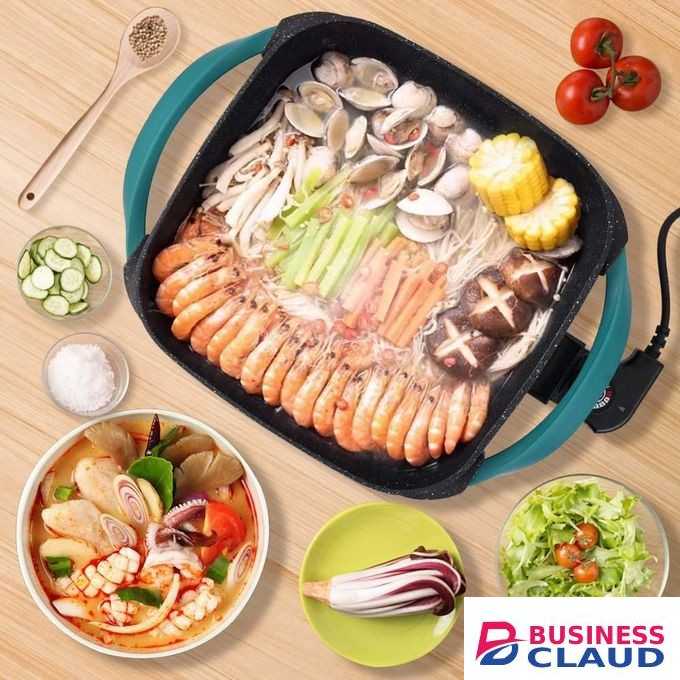 Winningstar Electric Square Nonstick Aluminum Frying Pan Skillet with Temperature Control Knob Glass Lid Auto Shut-Off Boil-Dry Protection 92cm Copper Charging Cable VDE Plug