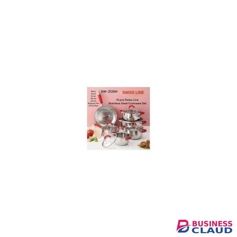 12 Pcs Swiss Line Stainless Steel Cookware Set With Glass Lid (SW-2125H)