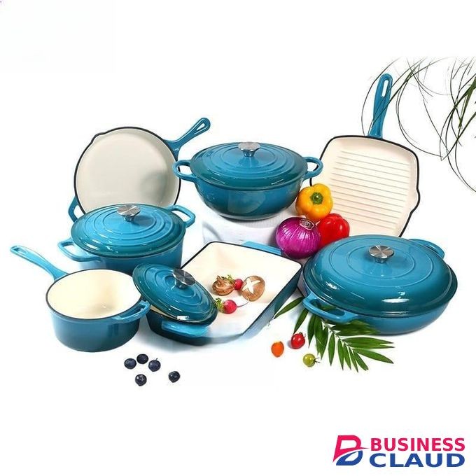 11pcs enamel cast iron cooking pots