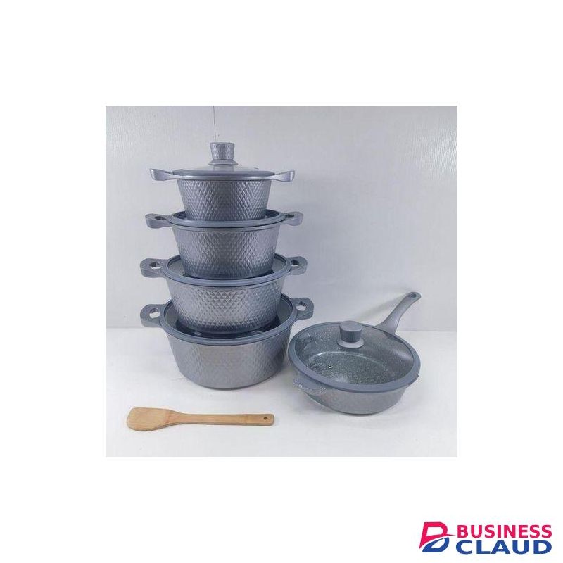 Signature 11 PCS Granite Cookware Set with Silicone Lid Non Stick Cooking Pots