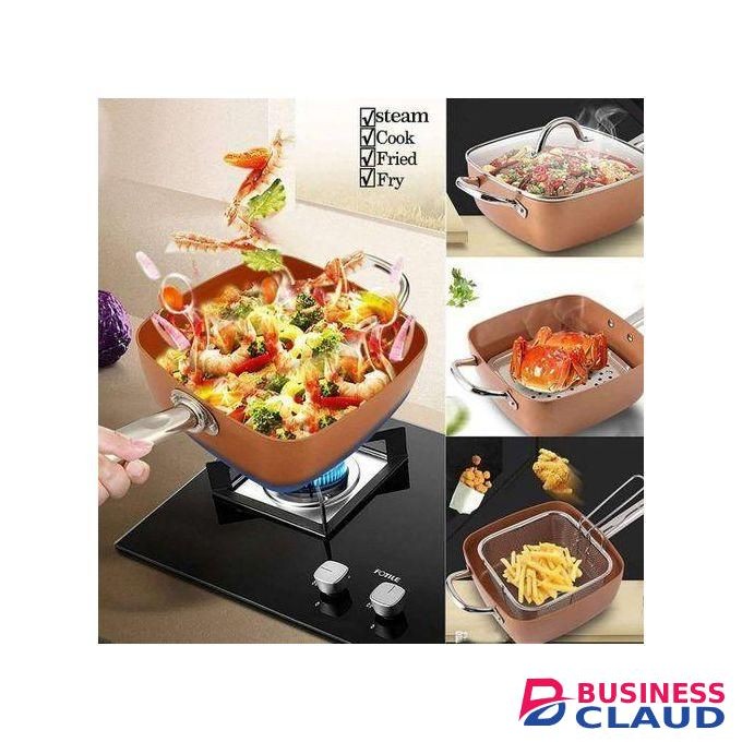 Share this product All-purpose Rectangular Non Stick Copper Pan Long Handle