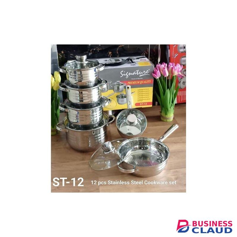 Signature 12 PCs Induction Base Stainless Steel Cookware set with Lids ST-12