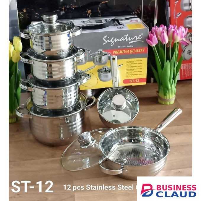 Signature 12 PCs Induction Base Stainless Steel Cookware set with Lids ST-12