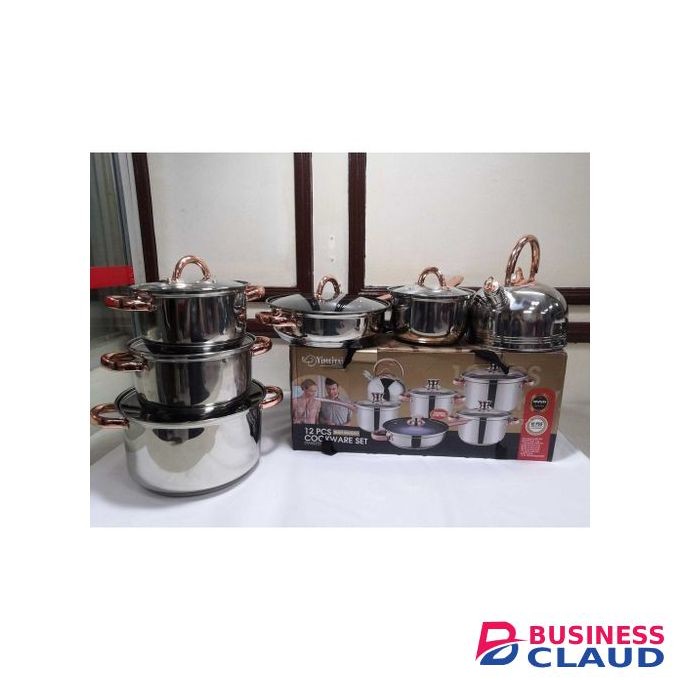 12pcs Non Stick Stainless Steel Cookware Set With Lids