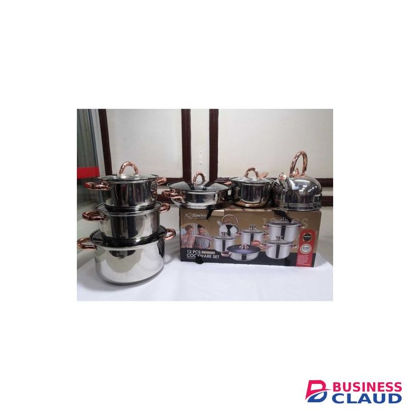 12pcs Non Stick Stainless Steel Cookware Set With Lids